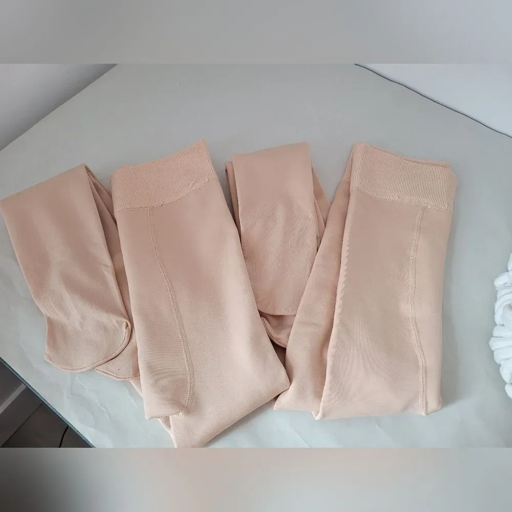 Thick Lined Nude Beige Tights Girls XL - XXL Cozy Warm Modest Transition Dance